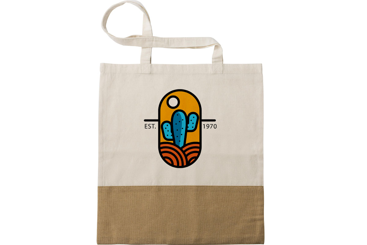 Shopper in cotone beige e avana